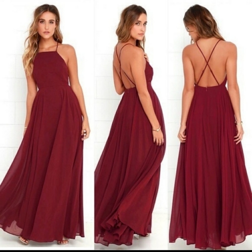 Lulu's Mythical Kind of Love Wine Maxi Dress